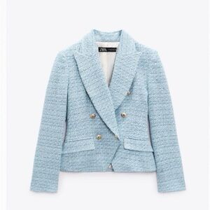 Zara DOUBLE BREASTED TEXTURED WEAVE JACKET